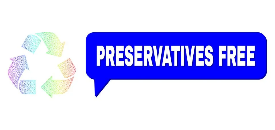 Spectral Network Gradient Recycle Icon and Preservatives Free Chat Bubble with Stock Illustration