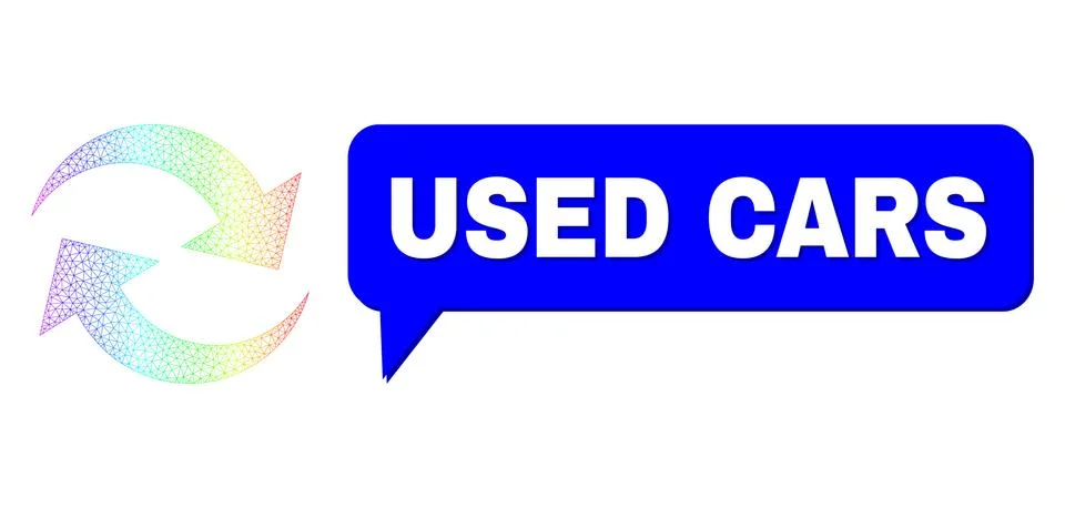 Spectral Network Gradient Refresh Arrows Icon and Used Cars Speech Frame with 스톡 일러스트