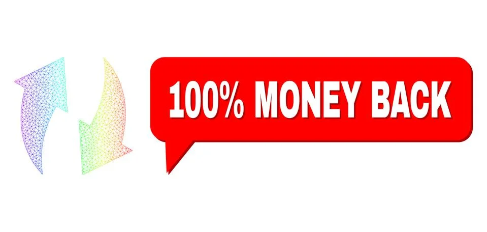 Spectral Network Gradient Refresh Icon and 100% Money Back Conversation Cloud イラスト素材