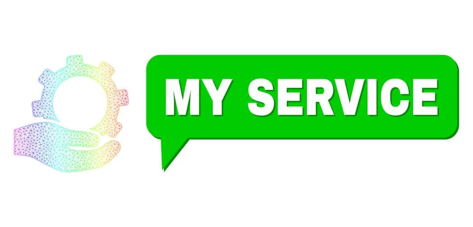 Spectral Network Gradient Service Icon and My Service Chat Bubble with Shadow Stock Illustration