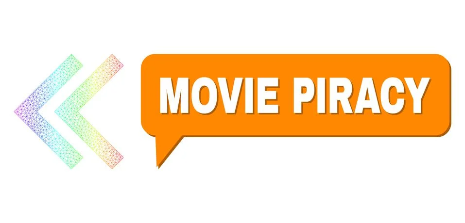 Spectral Network Gradient Shift Left Icon and Movie Piracy Speech Cloud with イラスト素材