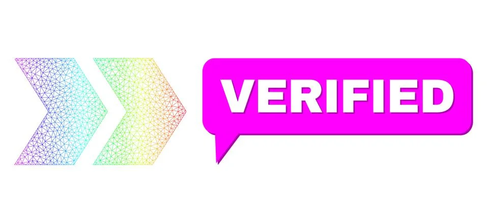 Spectral Network Gradient Shift Right Icon and Verified Chat Bubble with Shadow 스톡 일러스트