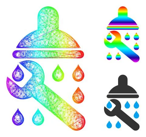 Spectral Network Gradient Shower Plumbing Icon Illustration