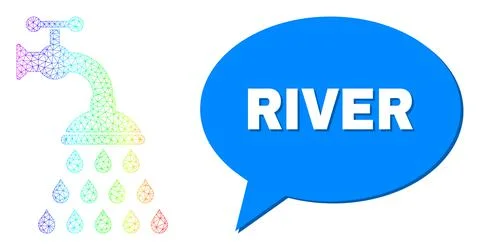 Spectral Network Gradient Shower Tap Icon and River Chat Bubble with Shadow Stock Illustration