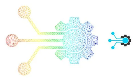 Spectral Network Gradient Smart Cog Icon 스톡 일러스트