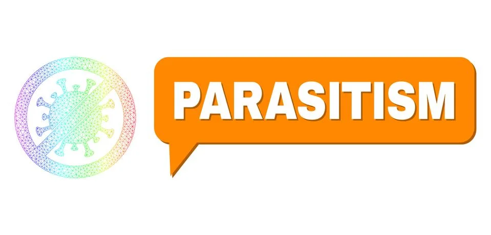 Spectral Network Gradient Stop Virus Icon and Parasitism Speech Cloud with Stock Illustration