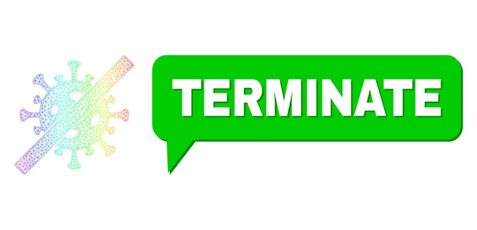 Spectral Network Gradient Terminate Coronavirus Icon and Terminate Speech Bubble Stockillustratie