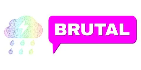 Spectral Network Gradient Thunderstorm Icon and Brutal Conversation Cloud with Stock Illustration