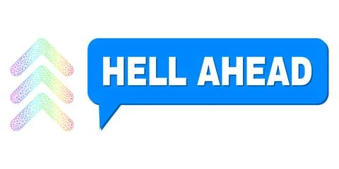 Spectral Network Gradient Triple Arrowhead Up Icon and Hell Ahead Message Bubble イラスト素材