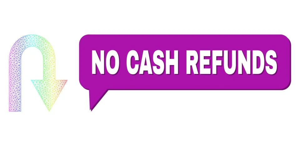 Spectral Network Gradient U Turn Icon and No Cash Refunds Speech Cloud with 스톡 일러스트