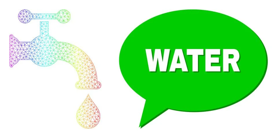 Spectral Network Gradient Water Tap Icon and Water Conversation Bubble with イラスト素材