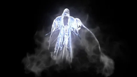 Spectral Phantom Halloween Horror Alpha Matte Down 3D Rendering Animation Stock Footage 81256122