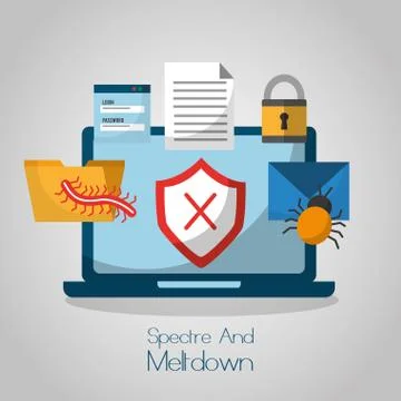 Spectre and meltdown computer cyber attack protection Illustrazione stock