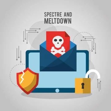 Spectre and meltdown email spyware virus attack vulnerability Stock Illustration