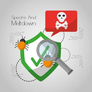 Spectre and meltdown shield protection notification virus search Stock Illustration