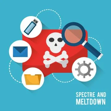 Spectre and meltdown virus notification data search Illustrazione stock
