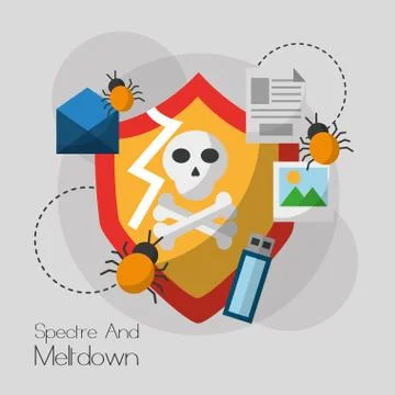 Spectre and meltdown vulnerability system information virus Illustrazione stock