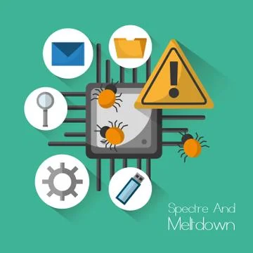 Spectre and meltdown warning security virus 스톡 일러스트
