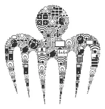 Spectre Octopus Composition Icon for BigData and Computing Ilustração Stock