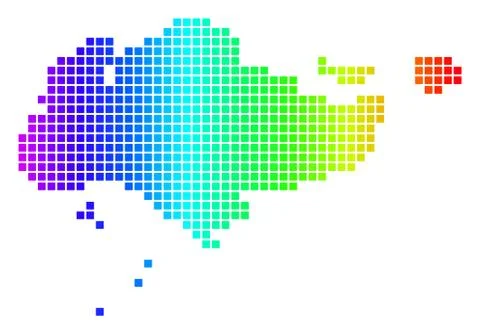 Spectrum Dot Singapore Map Stock Illustration