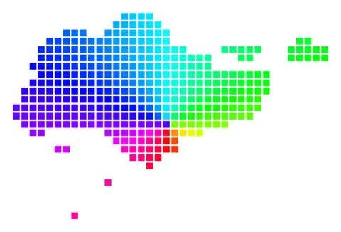 Spectrum Dot Singapore Map Stock Illustration