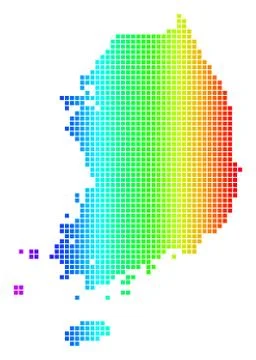 Spectrum Dot South Korea Map Stock Illustration