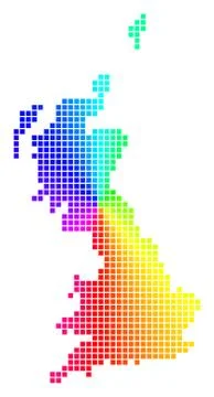 Spectrum Dotted Great Britain Map 스톡 일러스트