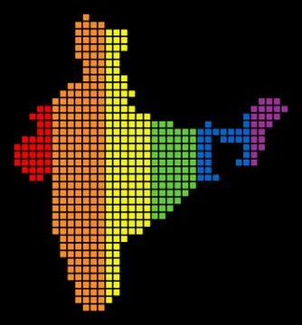 Spectrum Dotted LGBT India Map Stock Illustration