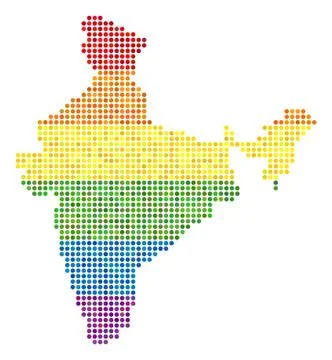Spectrum Dotted LGBT India Map Stock Illustration