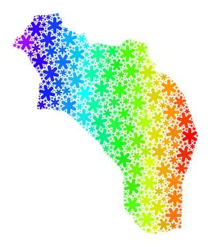 Spectrum Gradient Fresh Mosaic La Rioja of Argentina Map with Snowflakes Stock Illustration