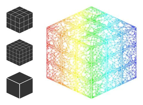 Spectrum Gradient Irregular Mesh 3X3X3 Cube Icon Illustrazione stock