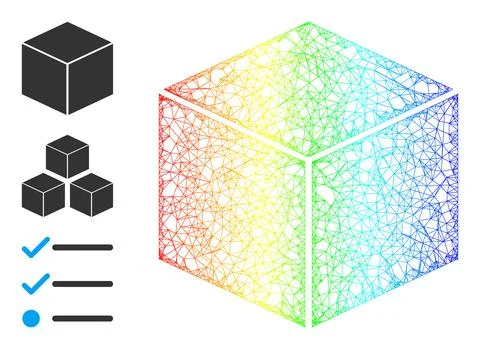 Spectrum Gradient Irregular Mesh Cube Icon Illustrazione stock