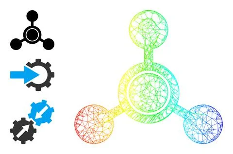 Spectrum Gradient Irregular Mesh Methane Molecule Icon イラスト素材