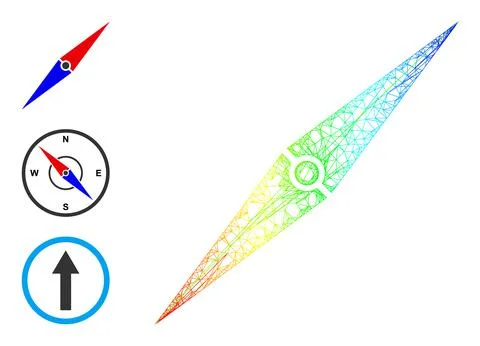 Spectrum Gradient Net Mesh Compass Arrow Icon Illustrazione stock