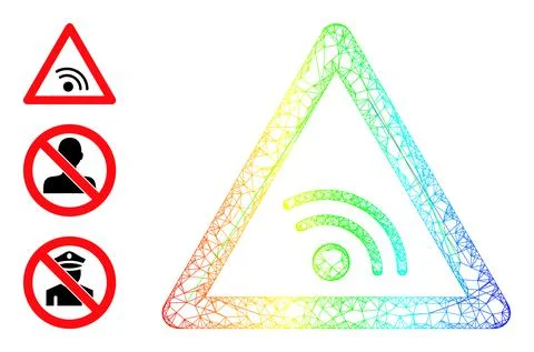 Spectrum Gradient Net Mesh WiFi Warning Icon Ilustração Stock