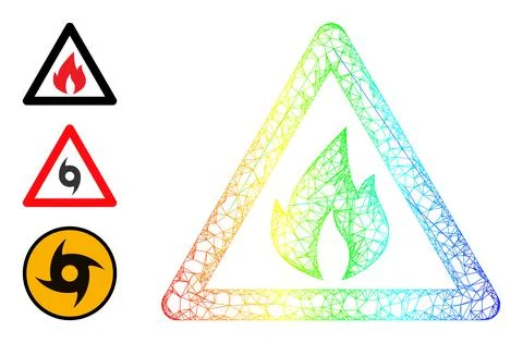 Spectrum Gradient Network Mesh Fire Warning Icon 스톡 일러스트