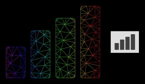 Spectrum Gradient Polygonal Mesh Bar Chart Icon イラスト素材