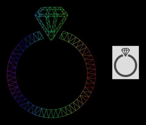 Spectrum Gradient Polygonal Mesh Diamond Ring Icon イラスト素材