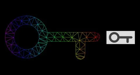 Spectrum Gradient Polygonal Mesh Key Icon Stock Illustration