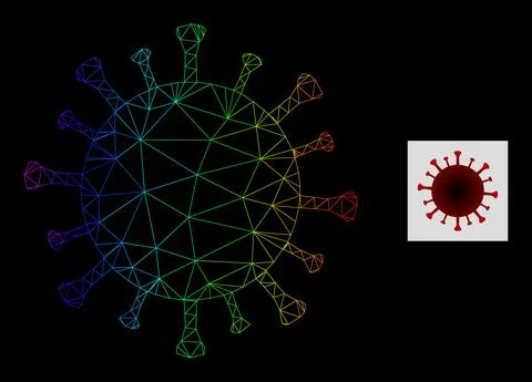 Spectrum Gradient Polygonal Mesh Red Virus Icon Stock Illustration