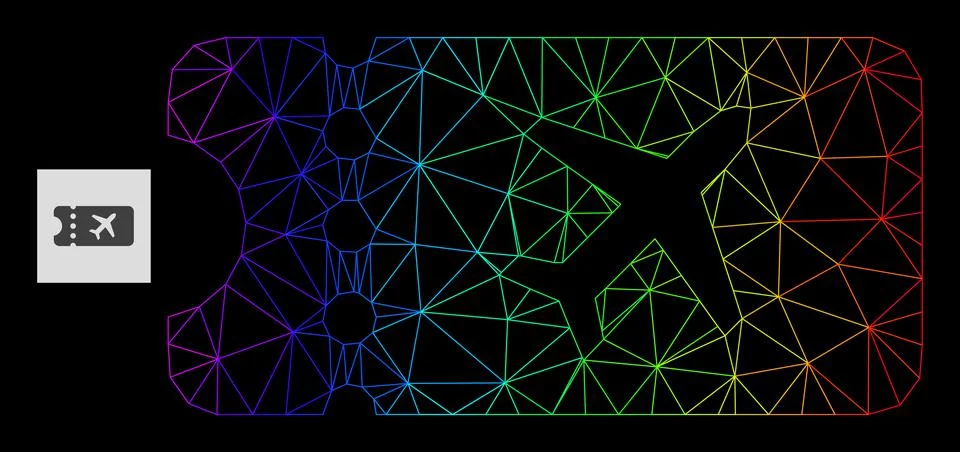 Spectrum Gradient Polygonal Net Air Ticket Icon 스톡 일러스트