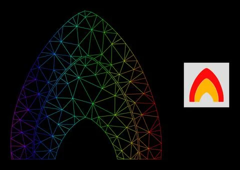 Spectrum Gradient Polygonal Net Fire Flame Icon 스톡 일러스트