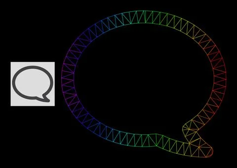 Spectrum Gradient Polygonal Net Message Cloud Icon イラスト素材