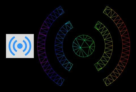 Spectrum Gradient Polygonal Net Mobile Internet Icon イラスト素材