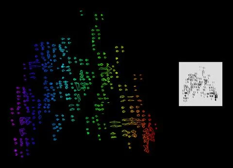 Spectrum Gradient Polygonal Net Sand Swarm Icon Stock Illustration