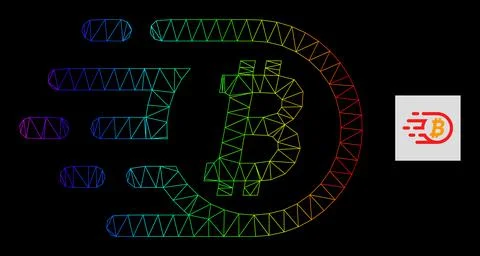 Spectrum Gradient Polygonal Network Bitcoin Icon Stock Illustration