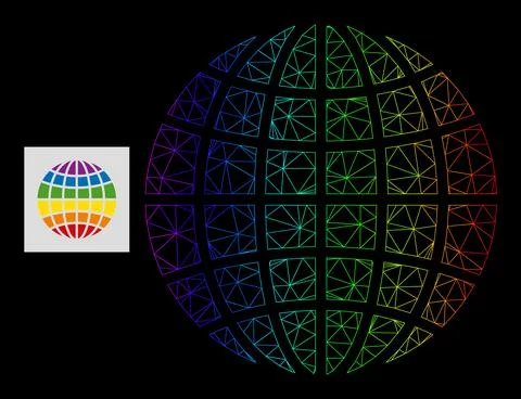 Spectrum Gradient Polygonal Network LGBT Globe Icon Illustrazione stock