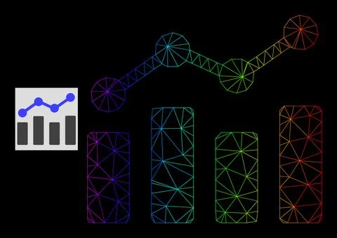 Spectrum Gradient Polygonal Network Trend Chart Icon 스톡 일러스트