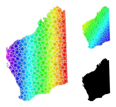 Spectrum Gradient Star Mosaic Map of Western Australia Collage Stock Illustration