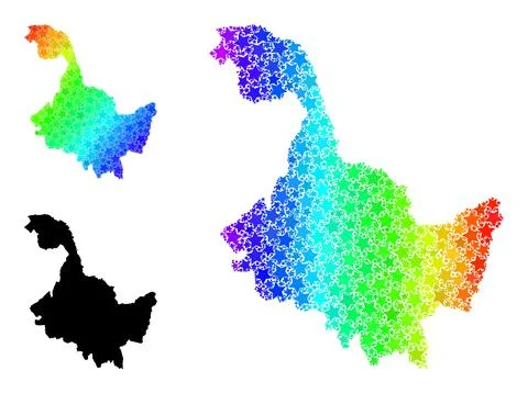 Spectrum Gradient Star Mosaic Map of Heilongjiang Province Collage Stock Illustration